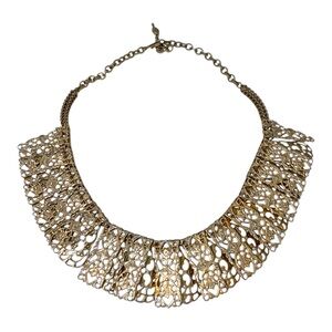 Vintage SARAH COV 1960s “Chantilly Lace” Goldtone Filigree Bib Necklace